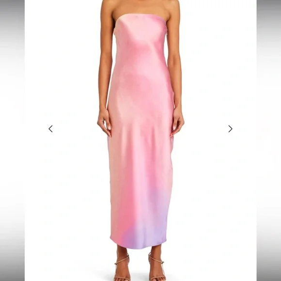 NWOT SER.O.YA CERITH SILK STRAPLESS MIDI DRESS SUNSET TIE DYE - Picture 2 of 10